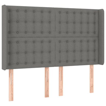 Boxspring Met Matras En Led Stof Donkergrijs 140 x 190 cm Knopen
