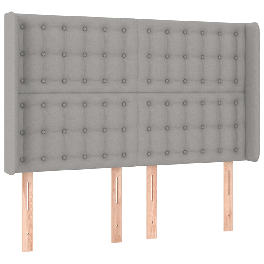 Boxspring Met Matras En Led Stof Lichtgrijs 140 x 200 cm Knopen