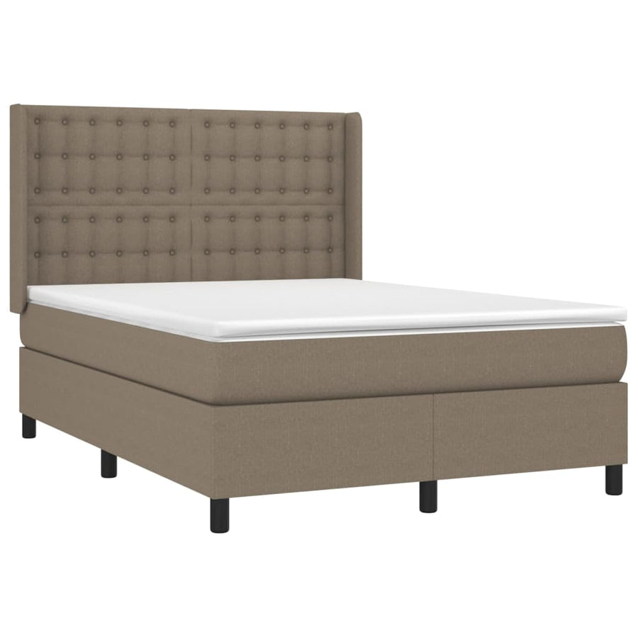 Boxspring Met Matras En Led Stof Taupe 140 x 200 cm Knopen