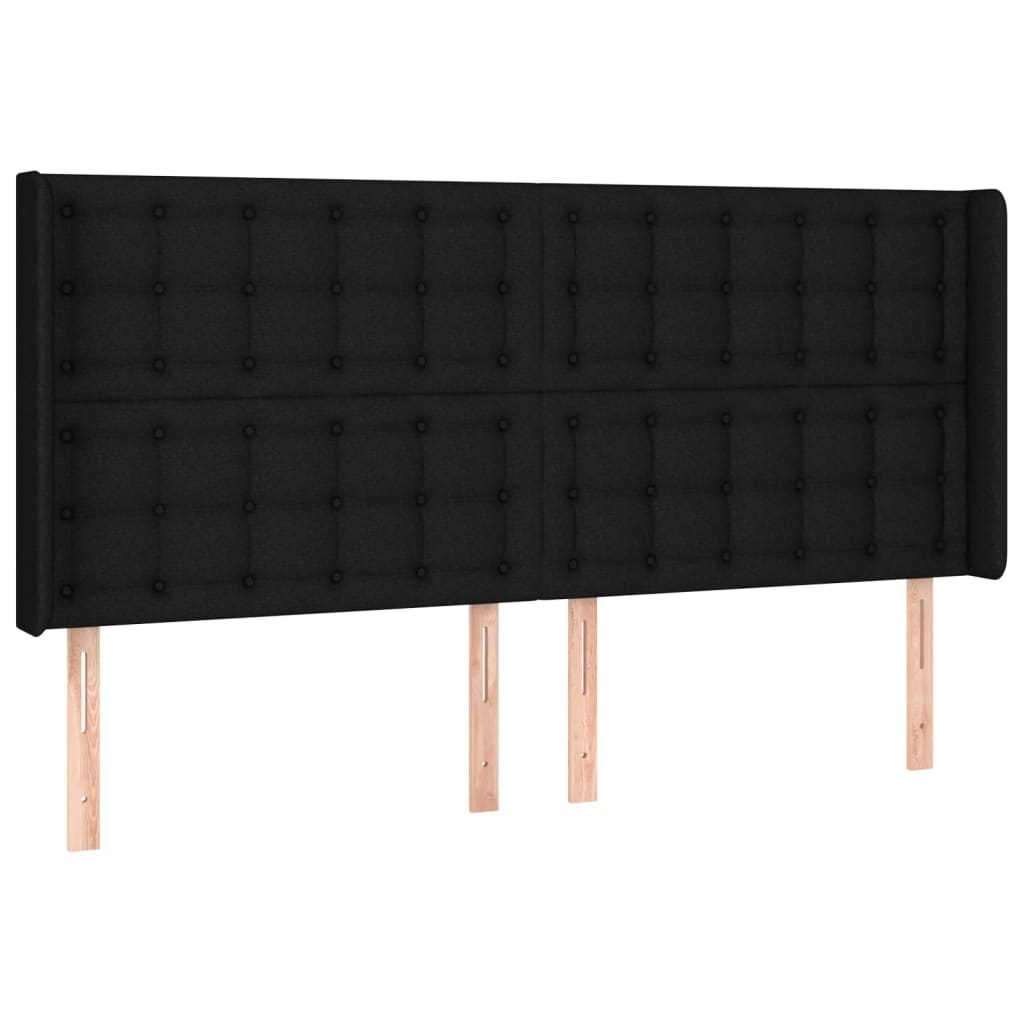 Boxspring Met Matras En Led Stof Zwart 160 x 200 cm Knopen