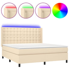 Boxspring Met Matras En Led Stof Kleurig Crème 160 x 200 cm Knopen