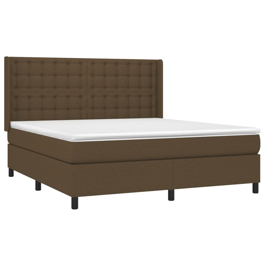 Boxspring Met Matras En Led Stof Donkerbruin 180 x 200 cm Knopen