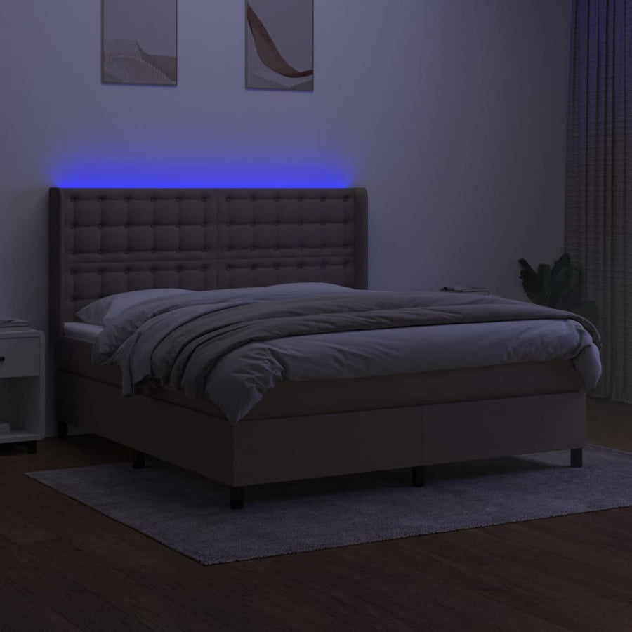 Boxspring Met Matras En Led Stof Taupe 180 x 200 cm Knopen