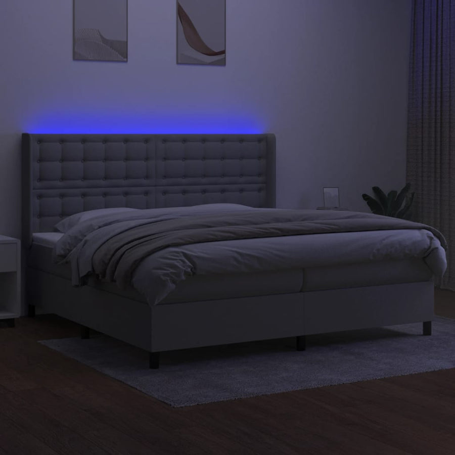 Boxspring Met Matras En Led Stof Lichtgrijs 200 x 200 cm Knopen