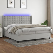 Boxspring met matras en LED lichtgrijs 200x200 cm