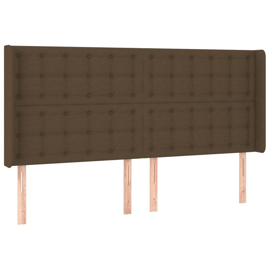 Boxspring Met Matras En Led Stof Donkerbruin 200X200 Cm 200 x 200 cm Knopen