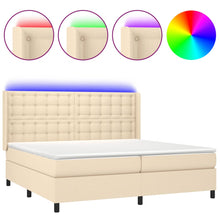 Boxspring Met Matras En Led Stof Kleurig Crème 200 x 200 cm Knopen