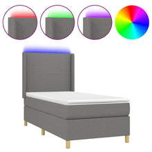 Boxspring Met Matras En Led Stof Donkergrijs 80 x 200 cm Effen ontwerp