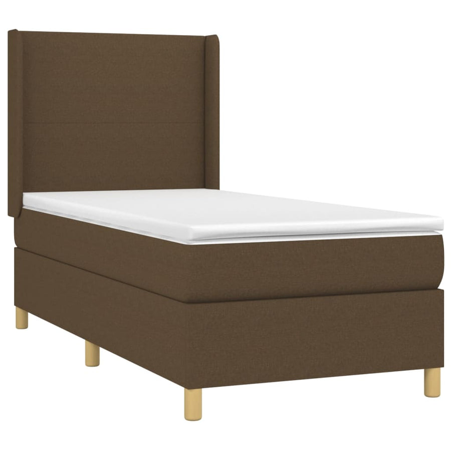 Boxspring Met Matras En Led Stof Donkerbruin 80 x 200 cm Effen ontwerp