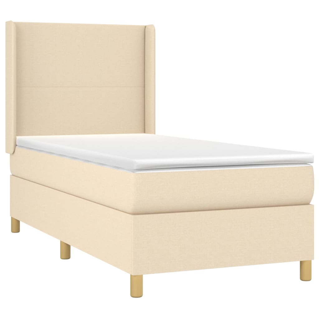 Boxspring met matras en LED stof crèmekleurig 80x200 cm 80 x 200 cm Effen ontwerp