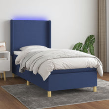 Boxspring Met Matras En Led Stof Blauw 80X200 Cm Blauw 80 x 200 cm Effen ontwerp