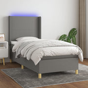 Boxspring met matras 90x190 cm donkergrijs LED