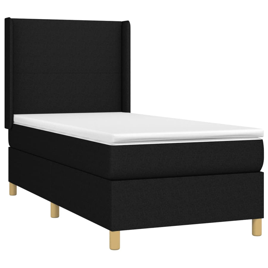 Boxspring Met Matras En Led Stof Zwart 90 x 190 cm Effen ontwerp