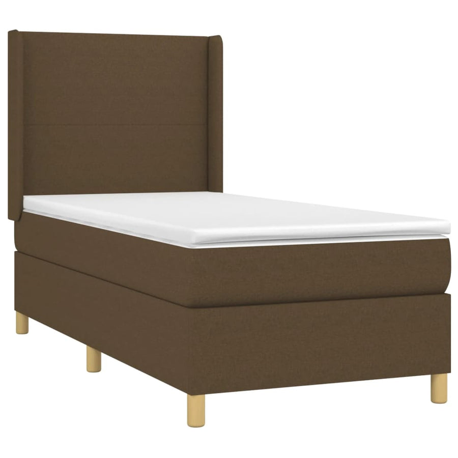 Boxspring Met Matras En Led Stof Donkerbruin 90 x 190 cm Effen ontwerp