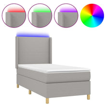 Boxspring Met Matras En Led Stof Lichtgrijs 90 x 200 cm Effen ontwerp