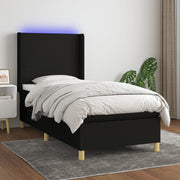 Boxspring 90x200 cm zwart met matras en LED