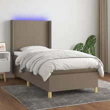 Boxspring met matras en LED stof taupe 80x200 cm 90 x 200 cm Effen ontwerp