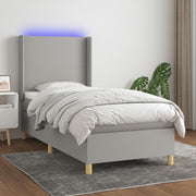 Boxspring 100x200 cm lichtgrijs met matras en LED