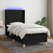 Boxspring 100x200 cm zwart met matras en LED