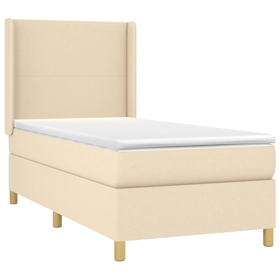 Boxspring met matras en LED stof crèmekleurig 100x200 cm 100 x 200 cm Crème