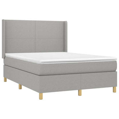Boxspring Met Matras En Led Stof Lichtgrijs 140 x 190 cm Effen ontwerp
