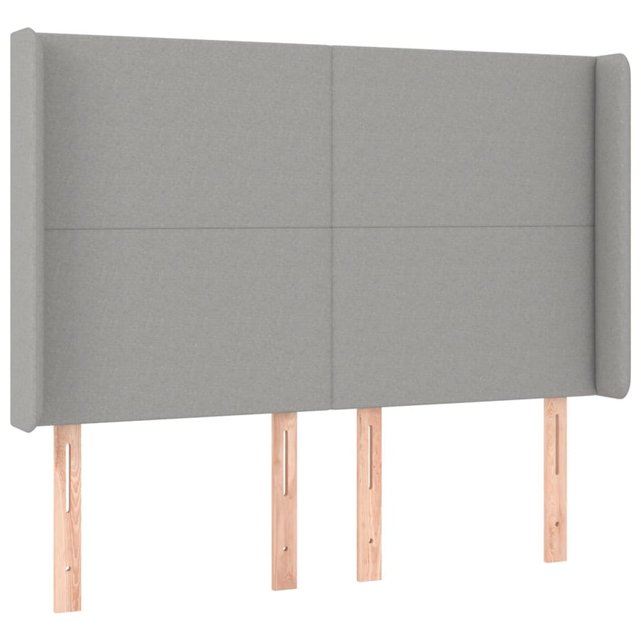Boxspring Met Matras En Led Stof Lichtgrijs 140 x 190 cm Effen ontwerp