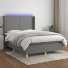 Boxspring Met Matras En Led Stof Donkergrijs 140 x 190 cm Effen ontwerp