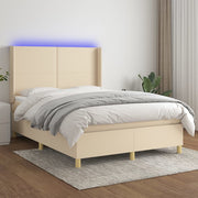 Boxspring 140x190 cm crèmekleurig met matras en LED