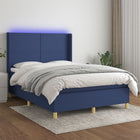 Box spring with mattress and LED fabric blue 140x190 cm