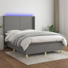 Boxspring Met Matras En Led Stof Donkergrijs 140 x 200 cm Effen ontwerp