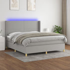 Boxspring Met Matras En Led Stof Lichtgrijs 160 x 200 cm Effen ontwerp