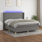 Boxspring Met Matras En Led Stof Donkergrijs 160 x 200 cm Effen ontwerp