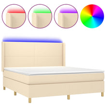 Boxspring Met Matras En Led Stof Kleurig Crème 160 x 200 cm Effen ontwerp