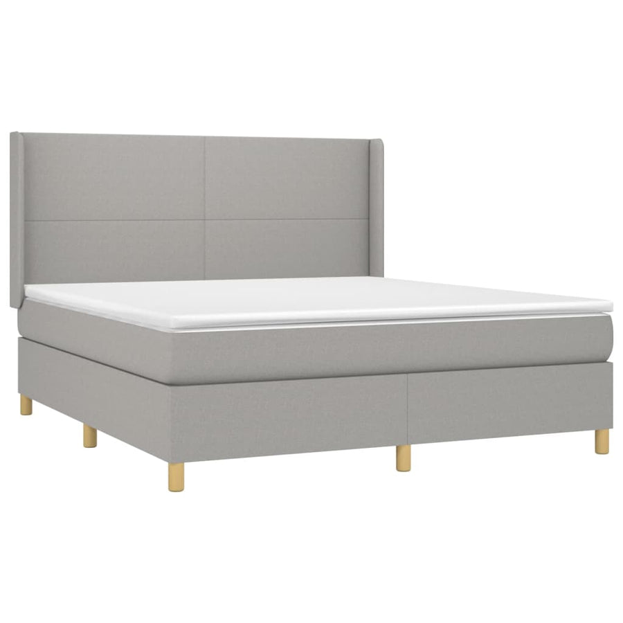 Boxspring Met Matras En Led Stof Lichtgrijs 180 x 200 cm Effen ontwerp