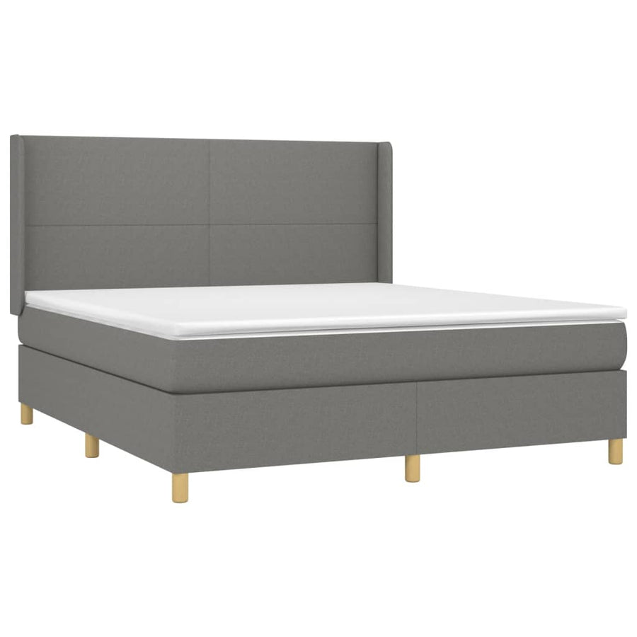 Boxspring Met Matras En Led Stof Donkergrijs 180 x 200 cm Effen ontwerp