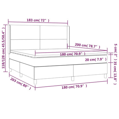 Boxspring Met Matras En Led Stof Donkergrijs 180 x 200 cm Effen ontwerp