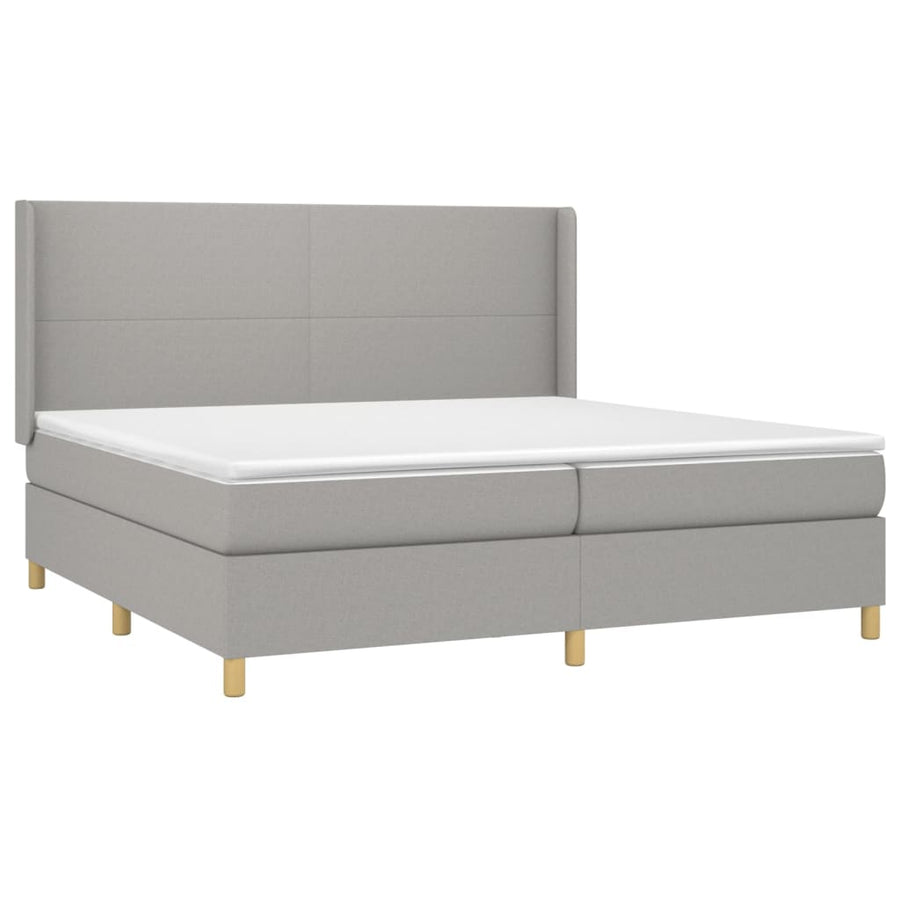 Boxspring Met Matras En Led Stof Lichtgrijs 200 x 200 cm Effen ontwerp