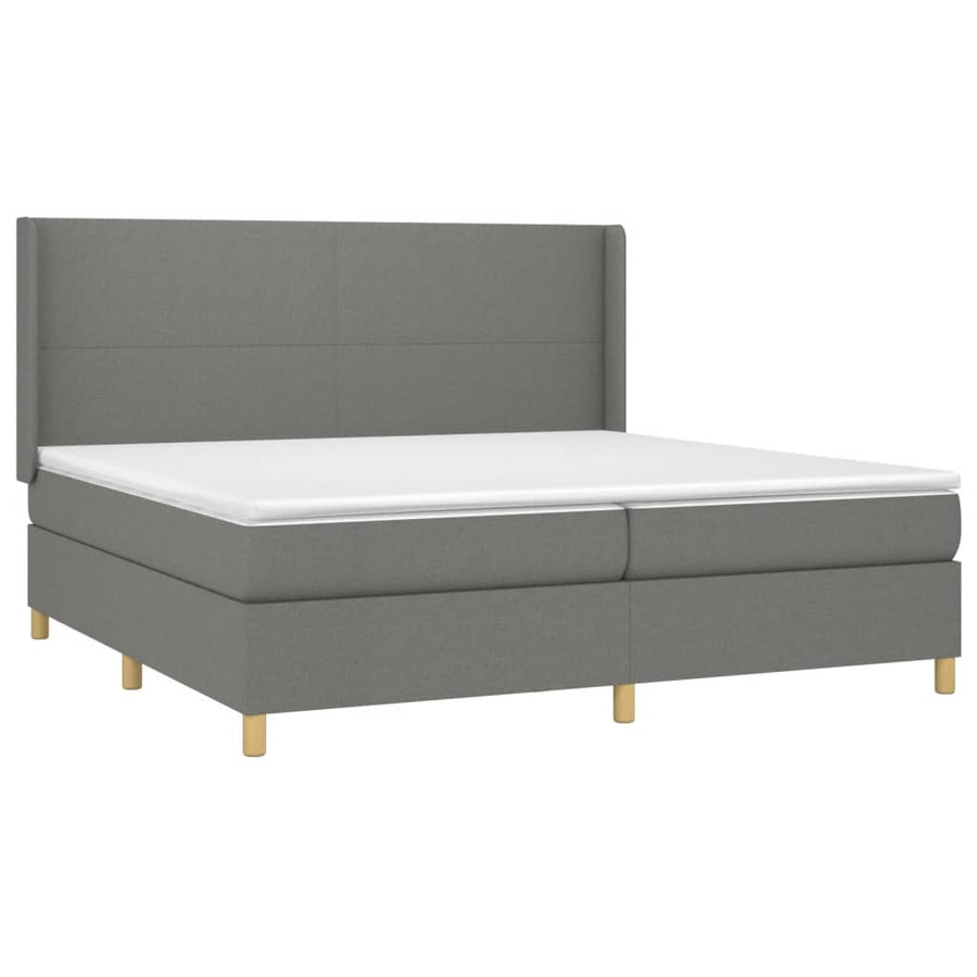 Boxspring Met Matras En Led Stof Donkergrijs 200 x 200 cm Effen ontwerp