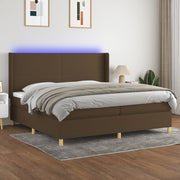 Boxspring met matras en LED 200x200 cm donkerbruin