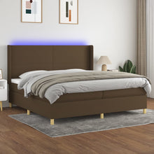 Boxspring Met Matras En Led Stof Donkerbruin 200 x 200 cm Effen ontwerp