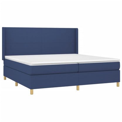 Boxspring Met Matras En Led Stof Blauw 200 x 200 cm Effen ontwerp