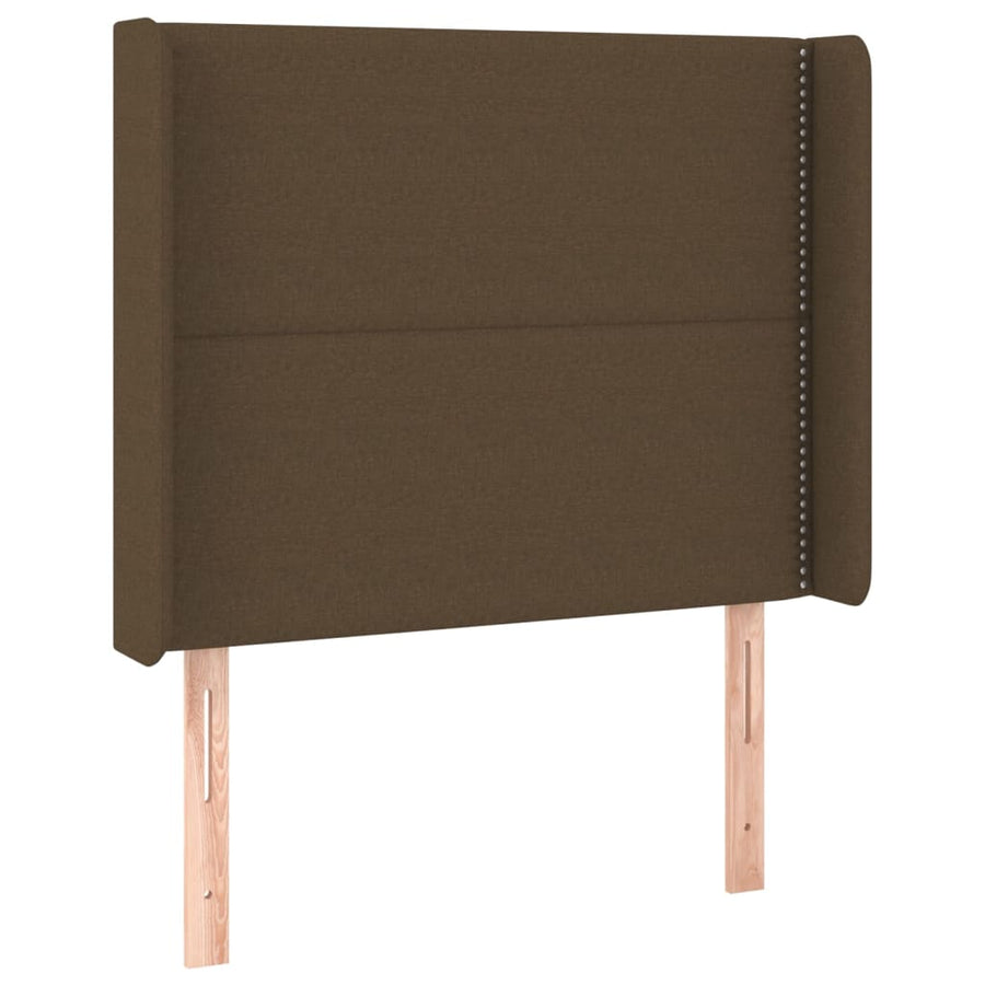 Boxspring Met Matras En Led Stof Donkerbruin 90 x 190 cm Effen met spijkers