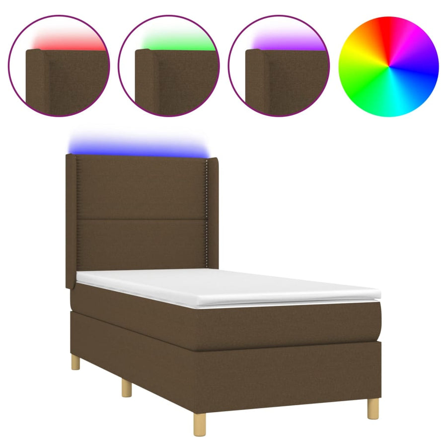 Boxspring met matras en LED stof taupe 80x200 cm 90 x 200 cm Taupe