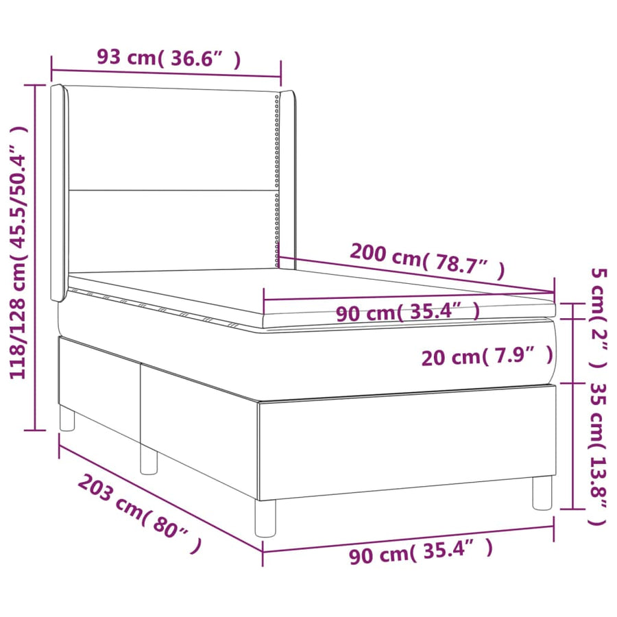 Boxspring met matras en LED stof taupe 80x200 cm 90 x 200 cm Taupe