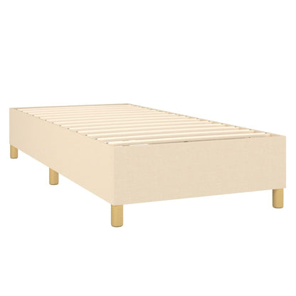 Boxspring met matras en LED stof crèmekleurig 80x200 cm 90 x 200 cm Effen met spijkers
