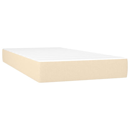 Boxspring met matras en LED stof crèmekleurig 80x200 cm 90 x 200 cm Effen met spijkers