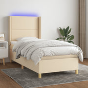Boxspring met matras en LED 100x200 cm crème