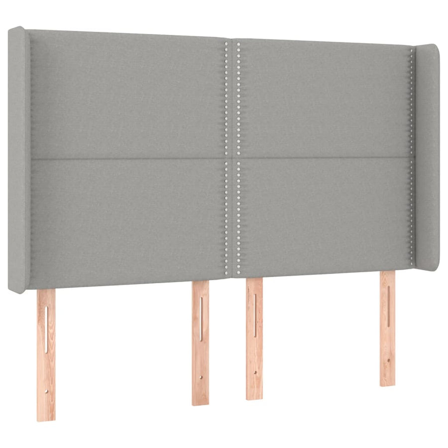 Boxspring Met Matras En Led Stof Lichtgrijs 140 x 190 cm Effen met spijkers