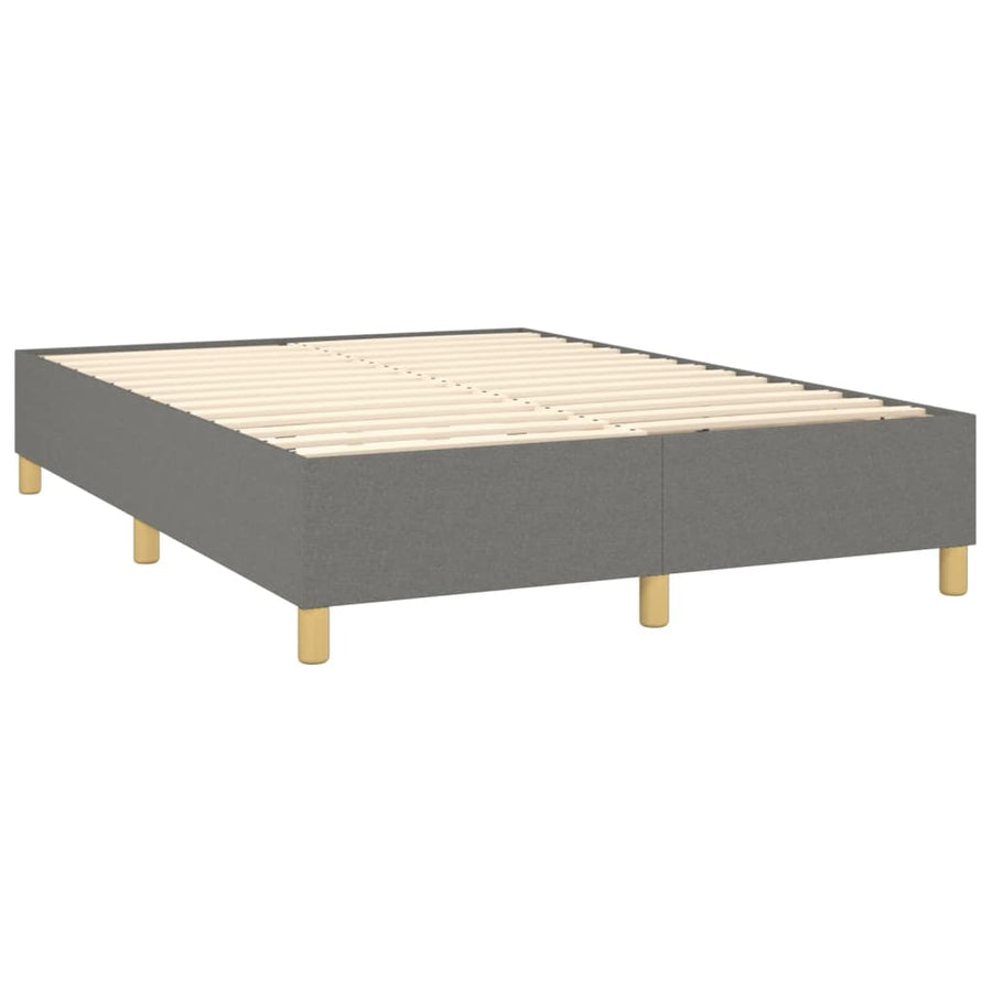 Boxspring Met Matras En Led Stof Donkergrijs 140 x 190 cm Effen met spijkers