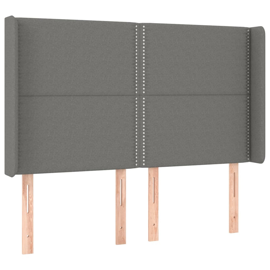 Boxspring Met Matras En Led Stof Donkergrijs 140 x 190 cm Effen met spijkers